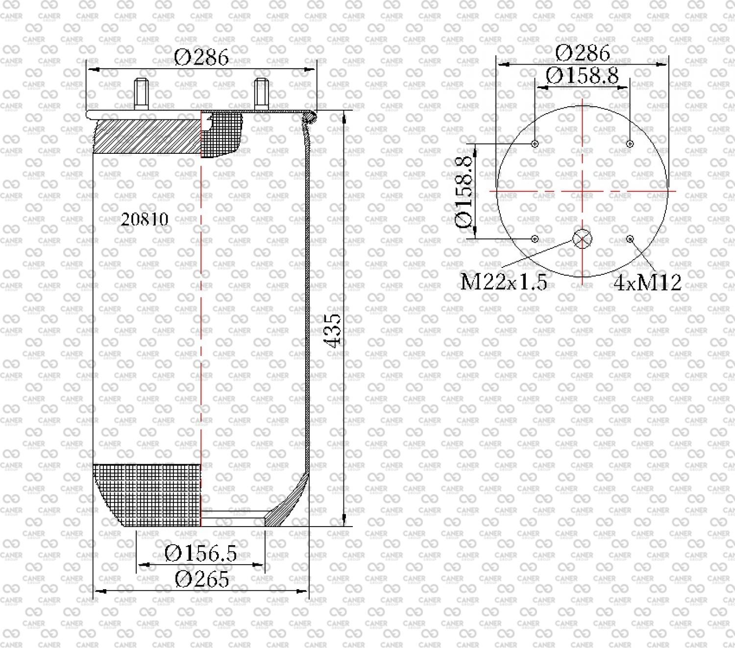 20810 K US; DORSE 4 CİVATALI KOMPLE KÖRÜK